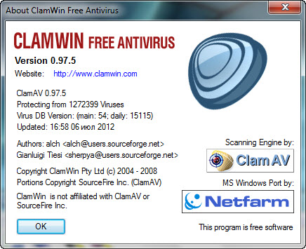ClamWin Free Antivirus 0.97.5