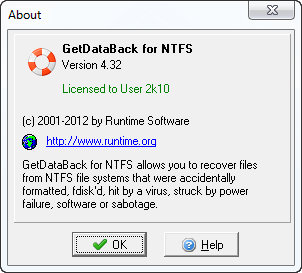 Runtime GetDataBack for FAT/NTFS