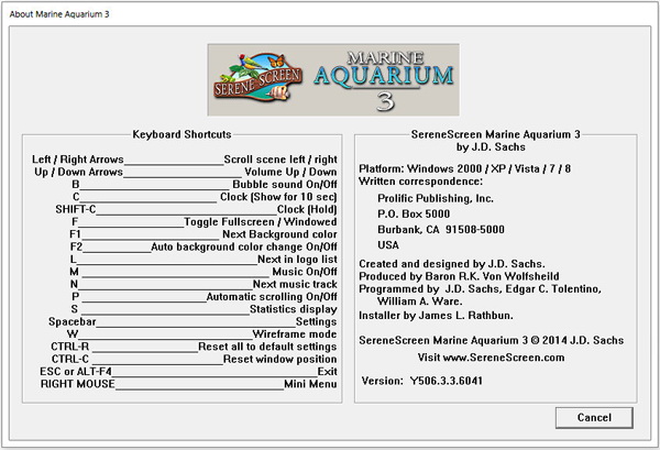 serenescreen marine aquarium 3 wire frame mode