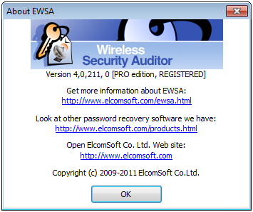 Elcomsoft Wireless Security Auditor about