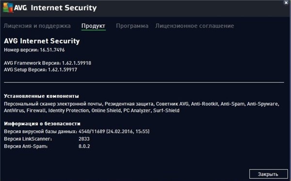AVG Internet Security 2016 16.51.7496