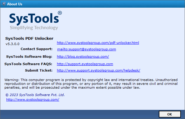 SysTools PDF Unlocker 5.3.0.0