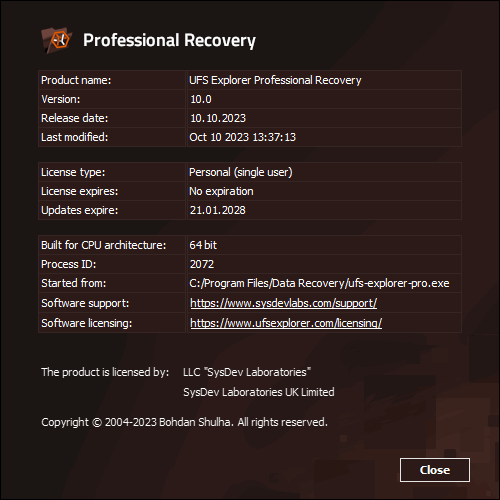UFS Explorer Professional Recovery 10.0.0.6867