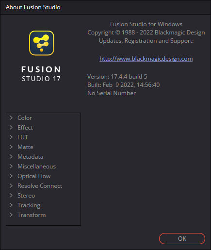 Blackmagic Design Fusion Studio 17.4.4 Build 5