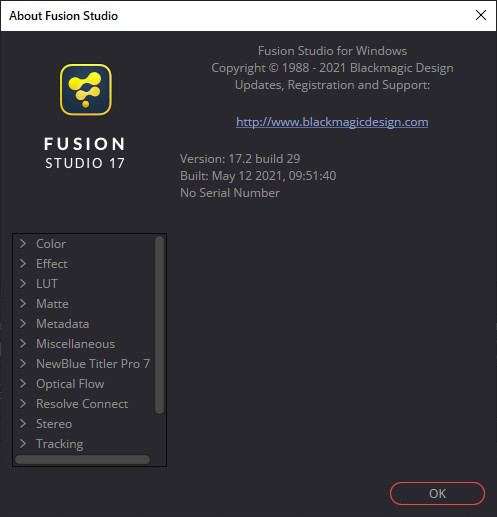 Blackmagic Design Fusion Studio 17.2 Build 29