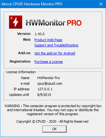 CPUID HWMonitor Pro 1.43 + Portable