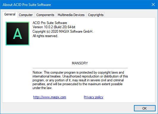 MAGIX ACID Pro Suite 10.0.2.20