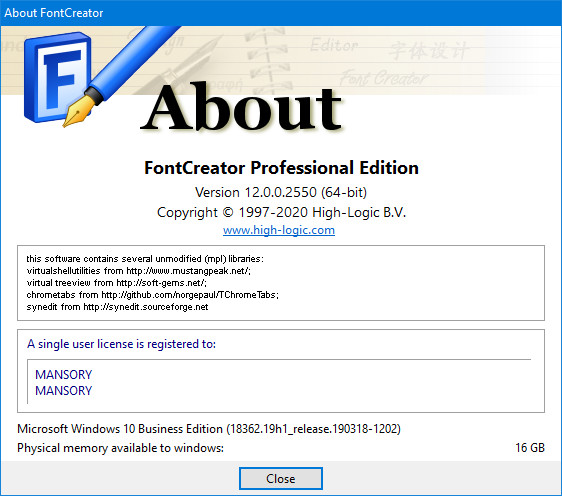 High-Logic FontCreator 12.0.0.2550