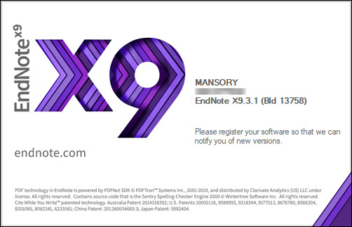 EndNote X9.3.1 Build 13758
