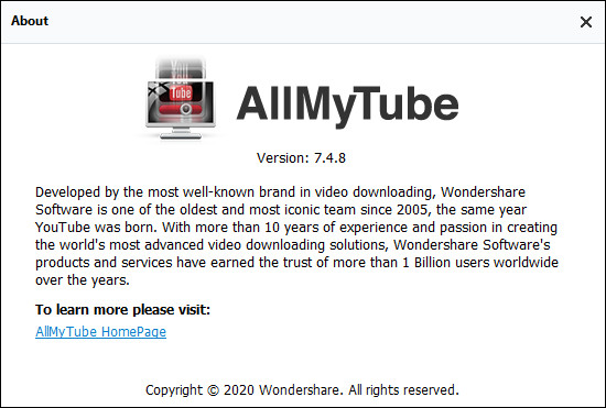 Wondershare AllMyTube 7.4.8.0