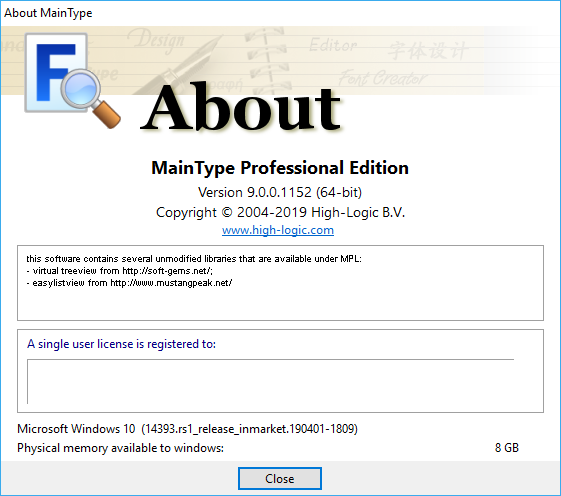 High-Logic MainType Professional Edition 9.0.0 Build 1152