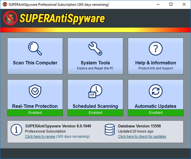 SUPERAntiSpyware Professional 8.0.1040