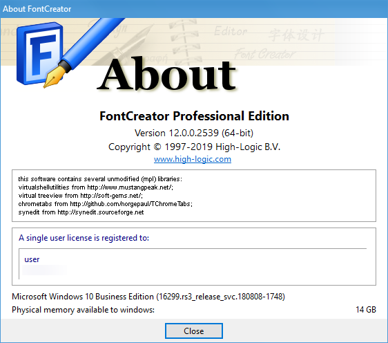 High-Logic FontCreator Professional Edition 12.0.0.2539