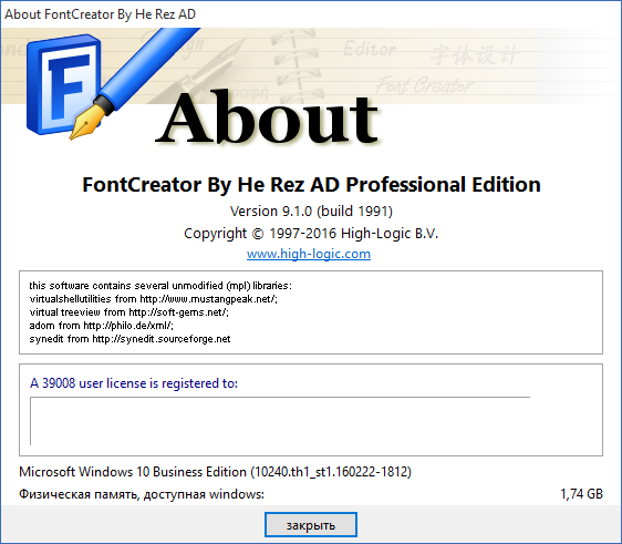 FontCreator Professional Edition 9.1.0 build 1991 + Rus