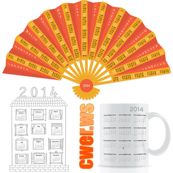 Креативные календарные сетки на 2014 год