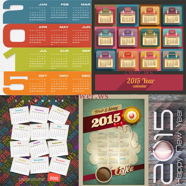 Креативные цветные календари и обложки на 2015 год