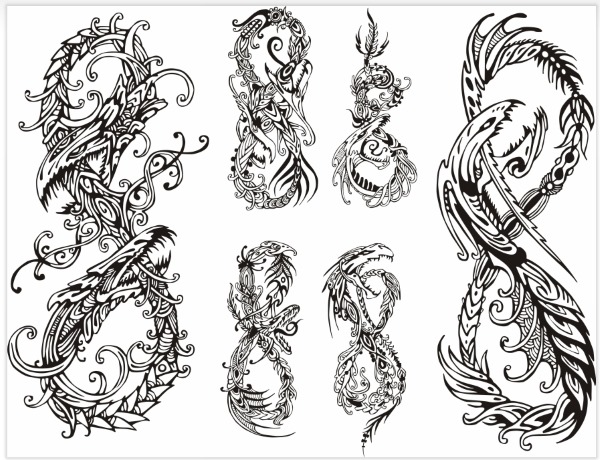 Драконы - векторные татуировки2