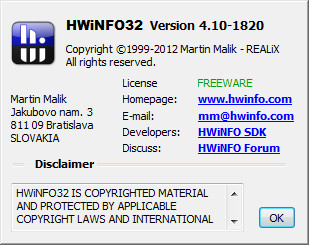 HWiNFO32 4.10 Build 1820 Final