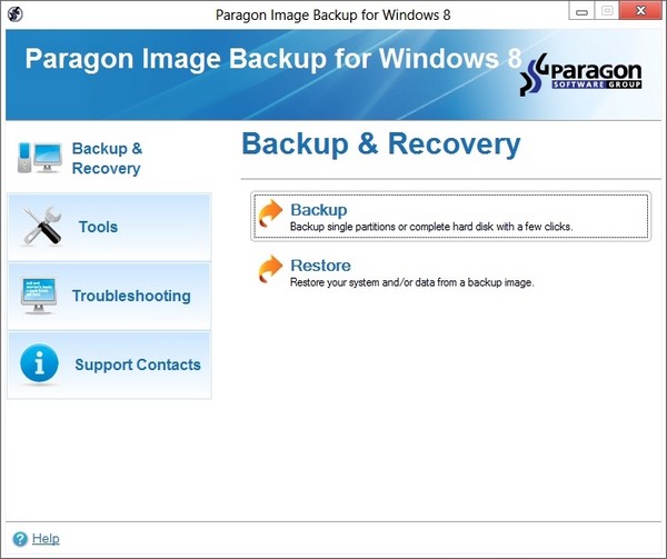Paragon Image Backup for Windows 8