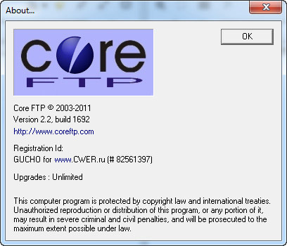 Core FTP Pro 2.2 Build 1692