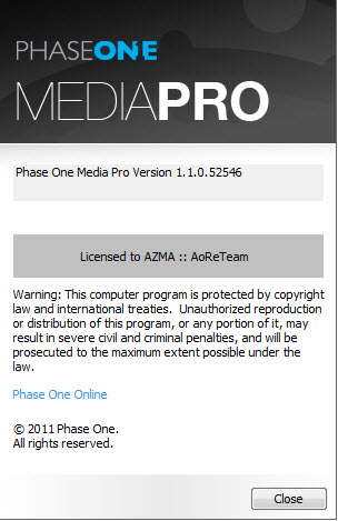 Phase One Media Pro 1.1.0.52546